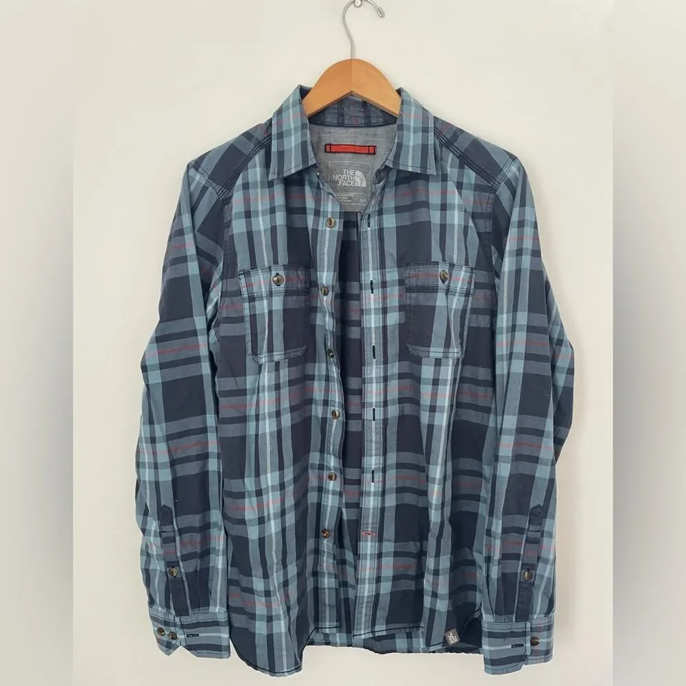 The North Face Shirt Mens  Blue Plaid Long Sleeve Button Up Casual Size Small